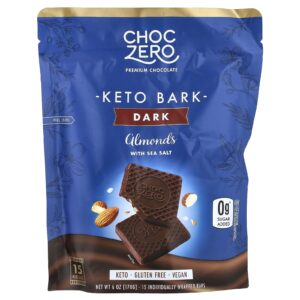 ChocZero Casca Cetogênica Chocolate Amargo Amêndoa com Sal Marinho 15 MiniBarras 170 g (6 oz)