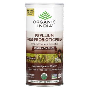Organic India Pré-Psyllium e Fibra Probiótica Especiaria de Canela 283 g (10 oz)