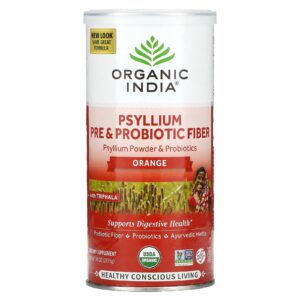 Organic India Pré-Psyllium e Fibra Probiótica Laranja 2835 g (10 oz)