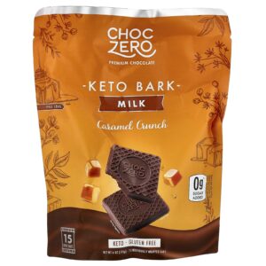 ChocZero Casca Cetogênica Chocolate ao Leite Caramelo Crocante 15 MiniBarras 170 g (6 oz)