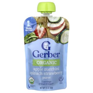 Gerber Purê Orgânico 2nd Foods® Babosa Maçã Abobrinha Espinafre Morango 99 g (35 oz)