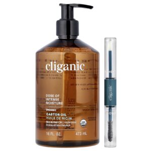 Cliganic Dose of Intense Moisture™ Conjunto para Cílios e Sobrancelhas com Óleo de Rícino Orgânico 473 ml (16 fl oz)