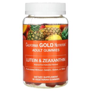 California Gold Nutrition Gomas de Luteína e Zeaxantina Frutas Tropicais 90 Gomas Vegetarianas