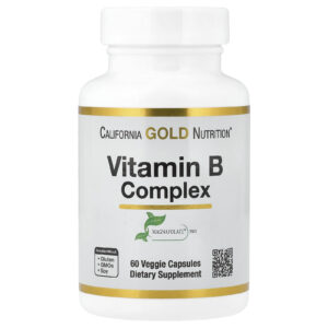 California Gold Nutrition Vitaminas do Complexo B com Folato Biotina Ácido Pantotênico e Vitamina B6 60 Cápsulas Vegetais