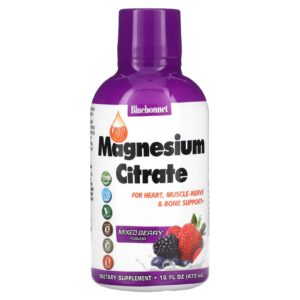 Bluebonnet Nutrition Citrato de Magnésio Líquido Frutos Silvestres Mistos 473 ml (16 fl oz)