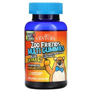 21st Century Multigomas Zoo Friends Plus Extra C Delicioso Sabor de Frutas 60 Gomas