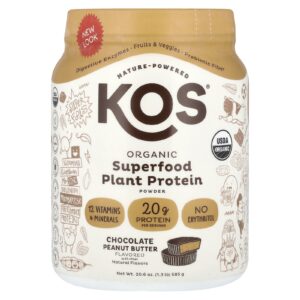 KOS Proteína em Pó da Planta de Superalimento Orgânico Manteiga de Amendoim com Chocolate 585 g (13 lb)