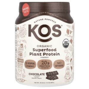 KOS Proteína em Pó à Base de Superalimentos Orgânicos Chocolate 585 g (13 lb)