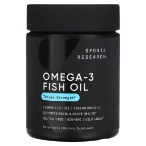 Sports Research Óleo de Peixe Ômega-3 Força Tripla 1.250 mg 60 Cápsulas Softgel