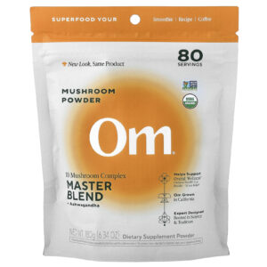 Om Mushrooms Cogumelo em Pó Complexo de 10 Cogumelos Mistura Master + Ashwagandha 180 g (634 oz)