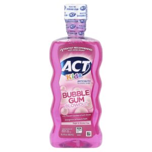 ACT Kids Enxágue com Fluoreto Anticáries Bubble Gum Blowout® Sem Açúcar e Álcool 500 ml (169 fl oz)