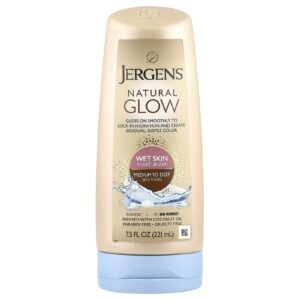 Jergens Natural Glow Hidratante para pele molhada pele média a bronzeada 221 ml