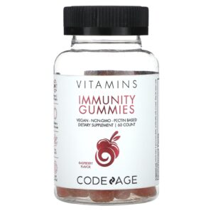Codeage Vitaminas Gomas para Imunidade Vegano Não OGM À Base de Pectina Framboesa 60 Gomas