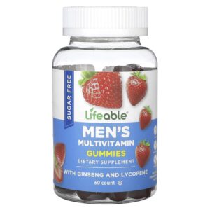 Lifeable Gomas Multivitamínicas Masculinas Morango Natural Sem Açúcar 60 Gomas