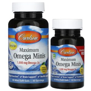 Carlson Maximum Omega Minis Limão Natural 80 Minicápsulas Softgel (500 mg por Cápsula Softgel)