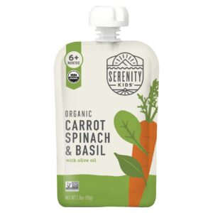Serenity Kids Cenoura Espinafre e Manjericão Orgânicos com Óleo de Oliva Mais de 6 Meses 99 g (35 oz)