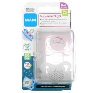 MAM Chupeta da Supreme Night 0-6 Meses Rosa / Transparente 2 Contagens