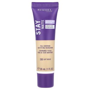 Rimmel London Stay Matte Base Matificante para Cobertura Total 200 Bege suave 30 ml (1 fl oz)