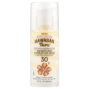 Hawaiian Tropic Hidratação sedosa face leve loção não oleosa com protetor solar FPS 30 50 ml
