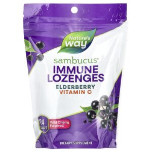 Natures Way Pastilhas Sambucus® para Imunidade Sabugueiro Vitamina C Cereja Silvestre 24 Pastilhas