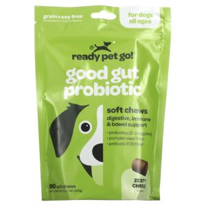 Ready Pet Go Probiotic Tummy Treats Delícias Digestivas para Cães Todas as Idades Queijo 90 Cápsula Mastigáveis
