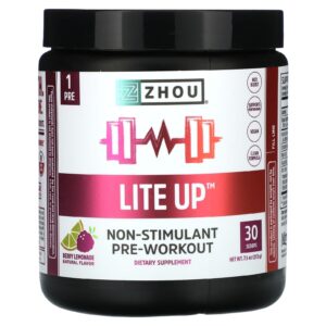 Zhou Nutrition Lite Up Pré-treino Não Estimulante Limonada com Frutos Silvestres 213 g (75 oz)
