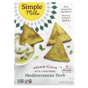 Simple Mills Biscoitos de Pita com Farinha Vegetal Ervas do Mediterrâneo 120 g (425 oz)