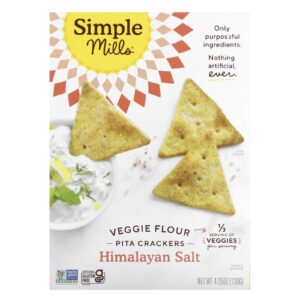 Simple Mills Biscoitos de Pita com Farinha Vegetal Sal do Himalaia 120 g (425 oz)
