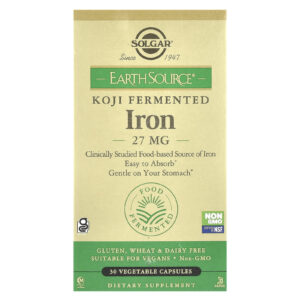 Solgar Fermentado de Koji da EarthSource® Ferro 27 mg 30 Cápsulas Vegetais