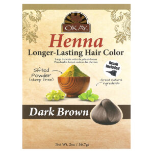 Okay Pure Naturals Henna Tintura de Longa Duração Castanho Escuro 567 g (2 oz)