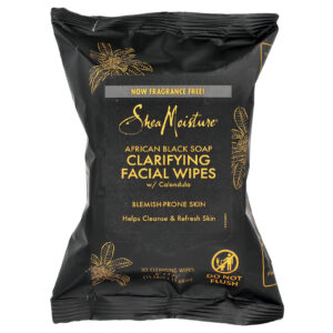 SheaMoisture Sabonete Negro Africano Lenços Faciais Clareadores com Calêndula Sem Perfume 30 Lenços de Limpeza