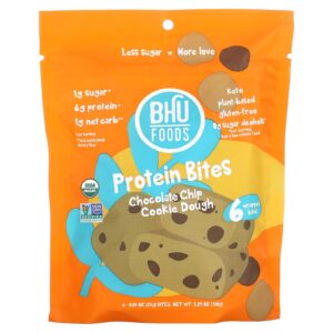 BHU Foods Protein Bites Massa de Cookie com Lascas de Chocolate 6 Bites 25 g (088 oz) Cada