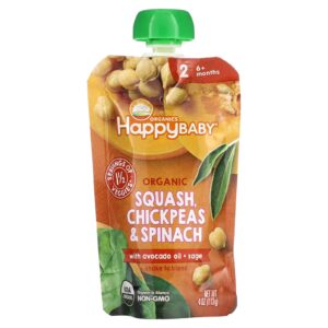 Happy Family Organics Happy Baby® Abóbora Orgânica Grão-de-Bico e Espinafre A Partir de 6 Meses 113 g (4 oz)