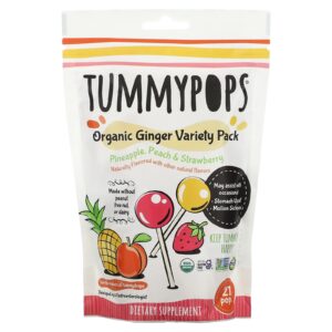 Tummydrops Tummypops Pacote de Variedades de Gengibre Orgânico 21 Pops