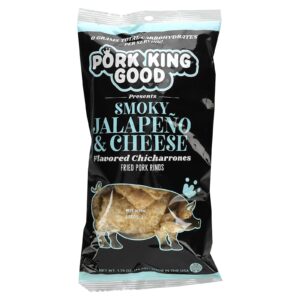 Pork King Good Chicharrones com Sabor Jalapeño Defumado e Queijo 495 g (175 oz)
