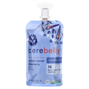 Cerebelly Purê Orgânico para Bebês Estilo Smoothie Cenoura Roxa e Mirtilo com Banana 113 g (4 oz)