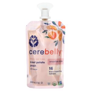 Cerebelly Purê Orgânico para Bebês Estilo Smoothie Batata-doce e Pêssego com Manga 113 g (4 oz)
