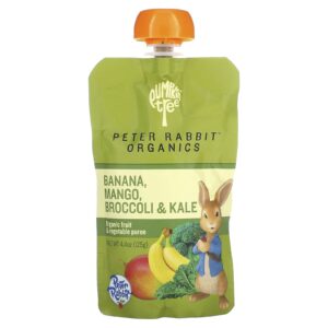 Pumpkin Tree Organics Orgânicos Peter Rabbit Purê de Frutas e Vegetais Orgânicos Banana Manga Brócolis e Couve 125 g (44 oz)