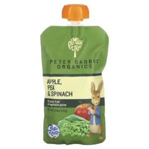 Pumpkin Tree Organics Peter Rabbit Organics Purê de Frutas e Vegetais Orgânicos Maçã Ervilha e Espinafre 125 g (44 oz)