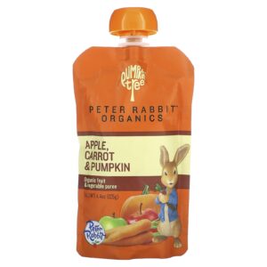 Pumpkin Tree Organics Orgânicos Peter Rabbit Purê de Frutas e Vegetais Orgânicos Maçã Cenoura e Abóbora 125 g (44 oz)