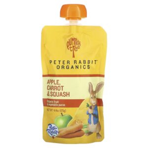 Pumpkin Tree Organics Peter Rabbit Organics Purê de Frutas e Vegetais Orgânicos Maçã Cenoura e Abóbora 125 g (44 oz)