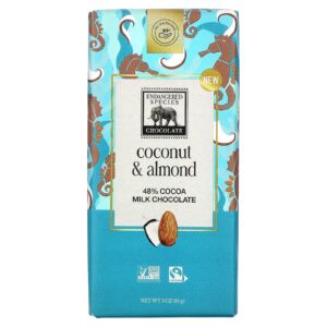 Endangered Species Chocolate Barra de Chocolate ao Leite Coco e Amêndoa 48% Cacau 85 g (3 oz)