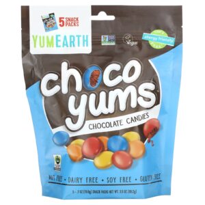 YumEarth Choco Yums Balas com Recheio de Chocolate 5 Pacotinhos 198 g (07 oz) Cada