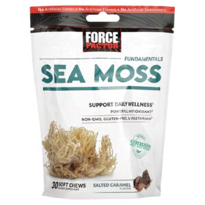 Force Factor Fundamentals Musgo Marinho Caramelo Salgado 30 Cápsulas Mastigáveis (250 mg por Cápsula Mastigável)