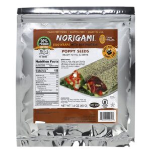 Norigami Wraps de Ovo com Proteína de Soja Sementes de Papoula 10 Wraps Finos 40 g (14 oz)