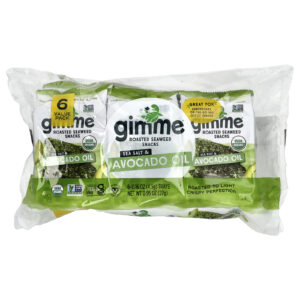 gimMe Lanches de Algas Marinhas Assadas Sal Marinho e Óleo de Abacate 6 Unidades 45 g (016 oz) Cada