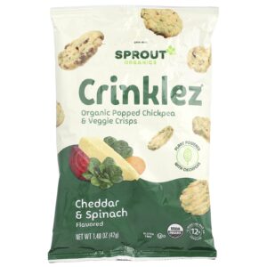 Sprout Organics Cunklez® Pirulitos de Grão-de-Bico e Vegetais Orgânicos A Partir de 12 Meses Cheddar e Espinafre 42 g (148 oz)