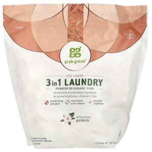 Grab Green Sachês de Detergente em Pó 3 em 1 Gardenia 132 Lavagens 21 kg (744 oz)