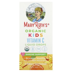 MaryRuths Vitamina C Orgânica em Gotas para Crianças 4 a 13 Anos Laranja e Baunilha 45 mg 60 ml (2 fl oz)