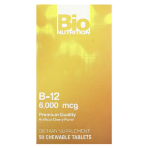 Bio Nutrition Vitamina B-12 Cereja 6.000 mcg 50 Comprimidos Mastigáveis